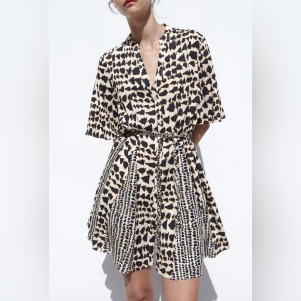 💫Zara Leopard Print Dress - Black, White, Orange